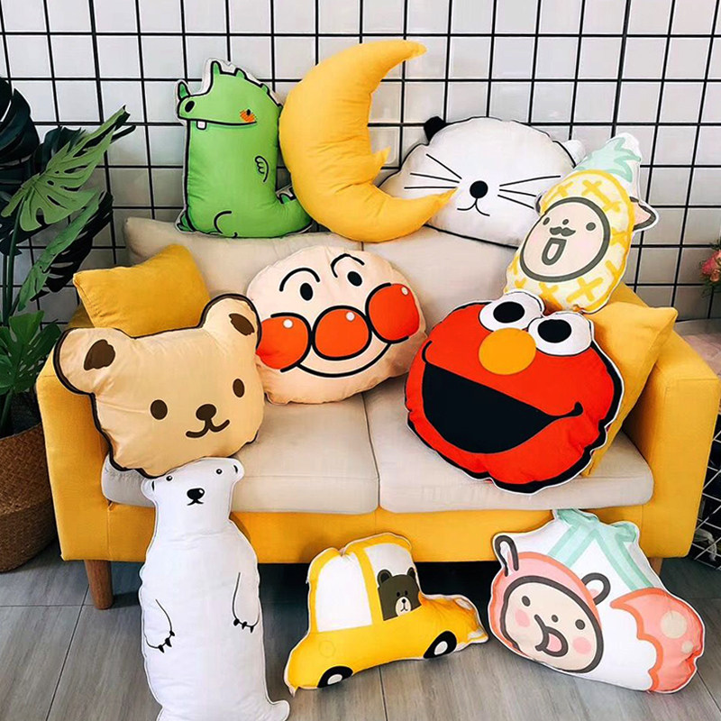 Ins cotton satin cartoon shape removable and washable pillow lunch break pillow for children, boys and girls, sleeping with doll pillow