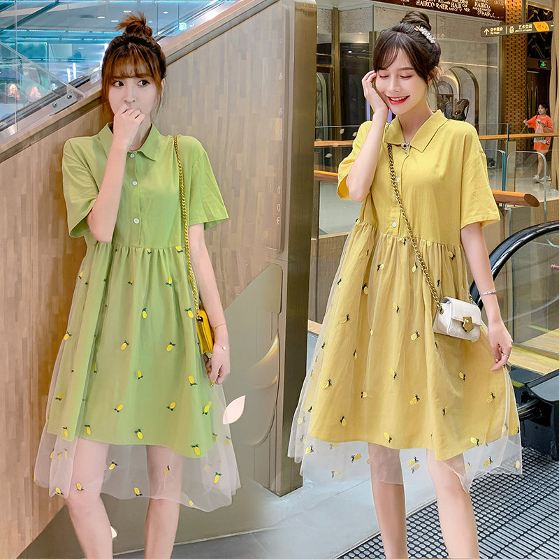 Radiation-proof pregnant women dress silver computer in a belly hoisting summer work short sleeve dress tide