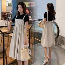 Radiation-proof maternity dress clothes computer belly sling for summer work Two sets loose braces one-piece dress