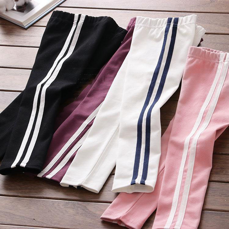 2021 spring and autumn new girls side stripes sports pants wind joker leggings children baby casual pants 4049