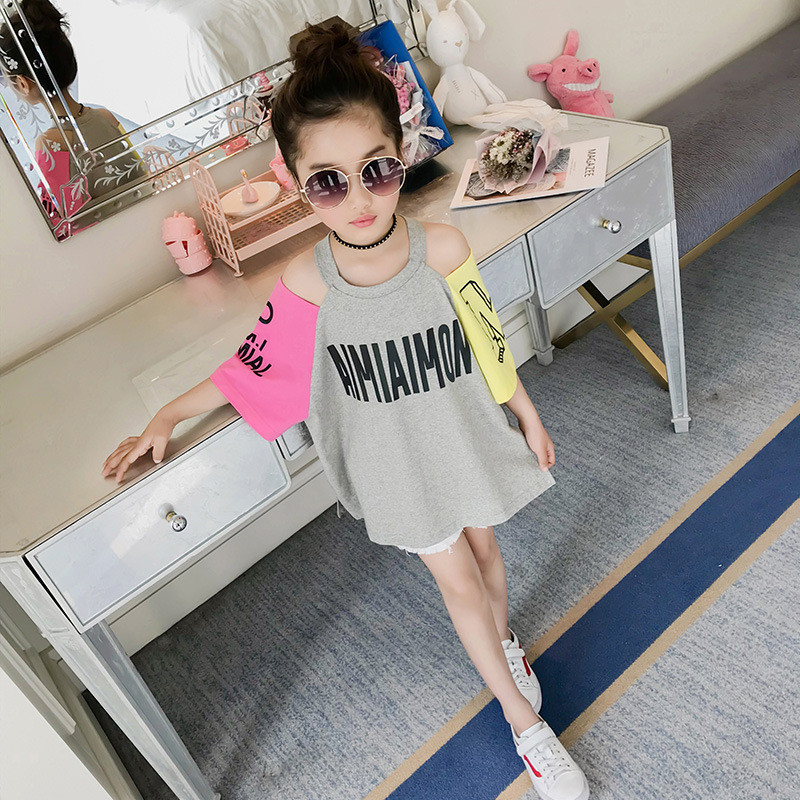 2021 summer new Korean version of fashion casual all-match long strapless T-shirt girls simple all-match dress 4307