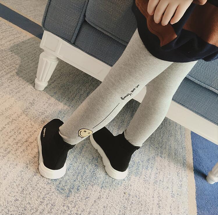 Children's clothing 2022 Spring new letters Smiling Face Printed Elastic Inner lap pants for children casual long pants 4426
