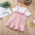 Mùa hè 2018 mới cho bé gái phiên bản Hàn Quốc của áo phông trắng tay ngắn tinh khiết hoạt hình váy quây thỏ phù hợp với áo hai dây 5098 shop quan ao tre em Phù hợp với trẻ em