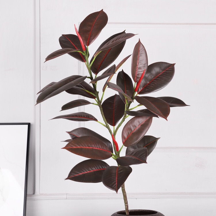 Simulated Rubber Leaves, Black Diamond Fake Branches, Hand-Feel Tape, Rubber Home Garden Landscaping Decoration Floor Leaves