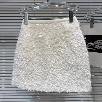 Trendy 2026 Spring New Style Chanel-Inspired Sequin Tweed Elegant Socialite Short A-Line Skirt
