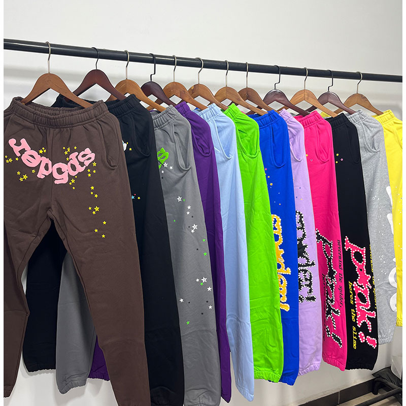 Young Thug Celebrity Style Sp5Der 555555 Pink Hoodie Jogger Sweatpants for Men and Women