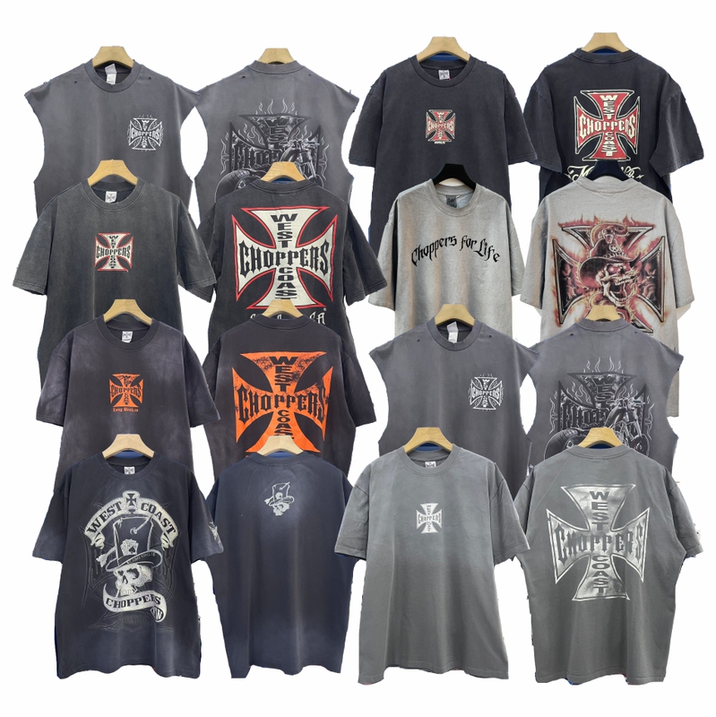 West Coast Choppers 26Ss American West Coast Distressed Vintage Distressed Short-Sleeved T-Shirt Trendy