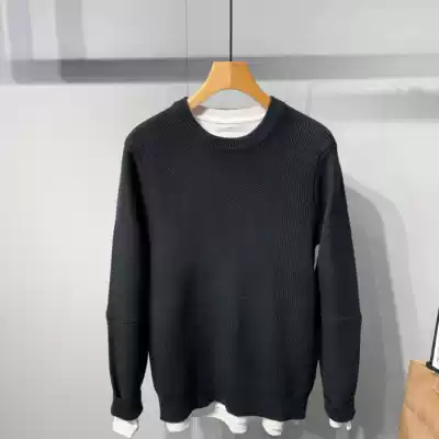 2021 autumn and winter new men's Korean version of black knitwear sweater casual round neck loose bottoming shirt sanitary clothes men