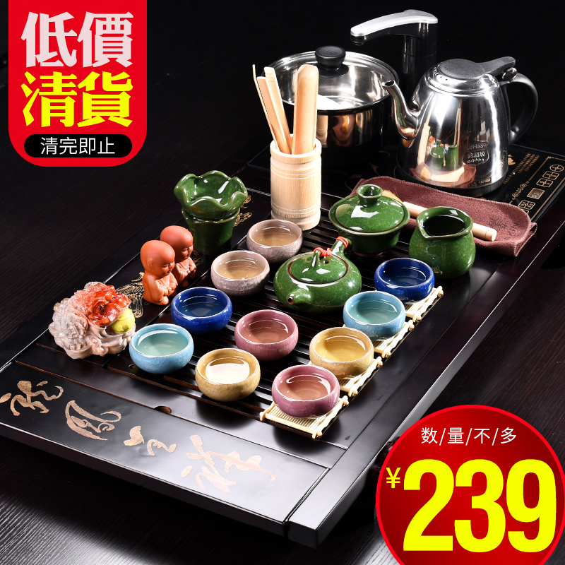 JiaXin suit make tea cups household kung fu tea set contracted ceramic teapot tea tea table of a complete set of solid wood tea tray