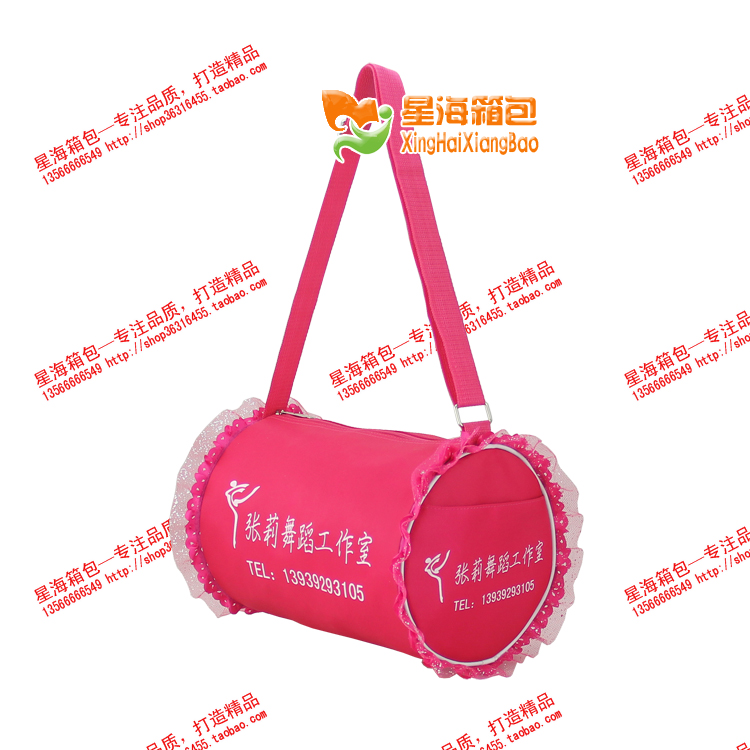 Custom lace barrel oblique cross dance personality training course Children's kindergarten school bag custom-made Custom-made