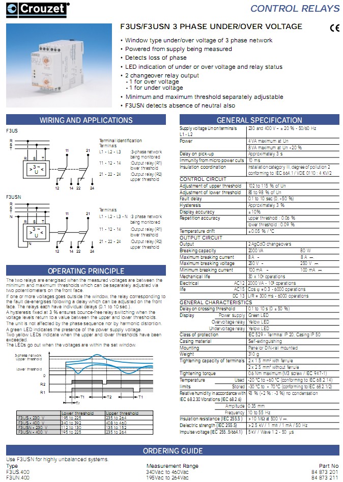 F3US 84873201 crouzet 84873211 F3USN 84873200