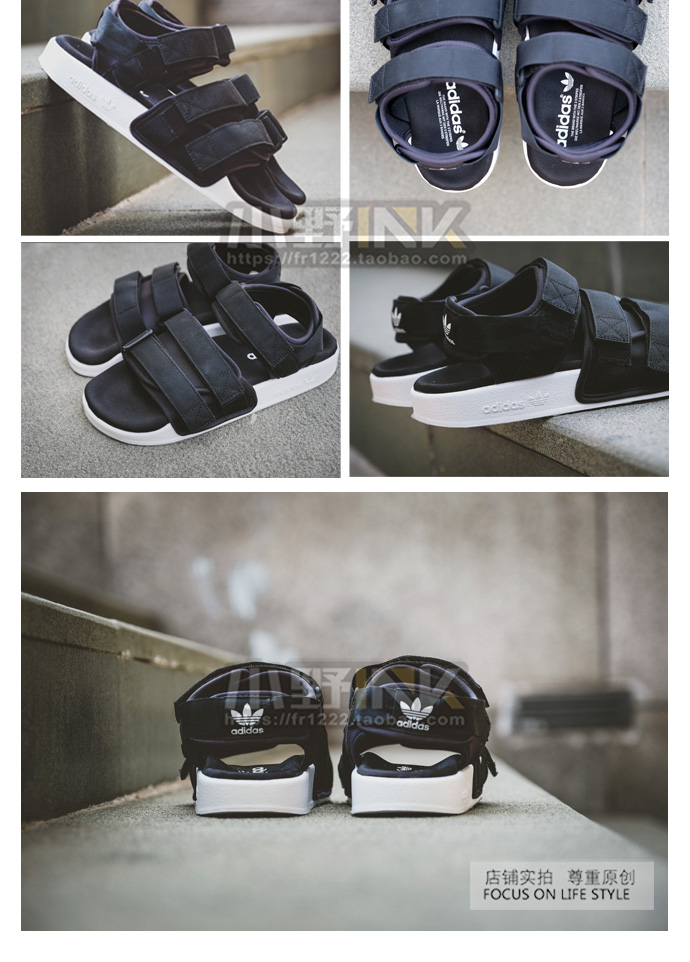 Ono INK Adidas cỏ ba lá bãi biển dép dép thể thao dép đen S75382 tại chỗ giày sandal nam công sở