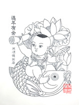  Blank DIY coloring new Year painting for more than a year Line draft Yangjiabu Woodblock New Year painting Student classroom activities Handmade