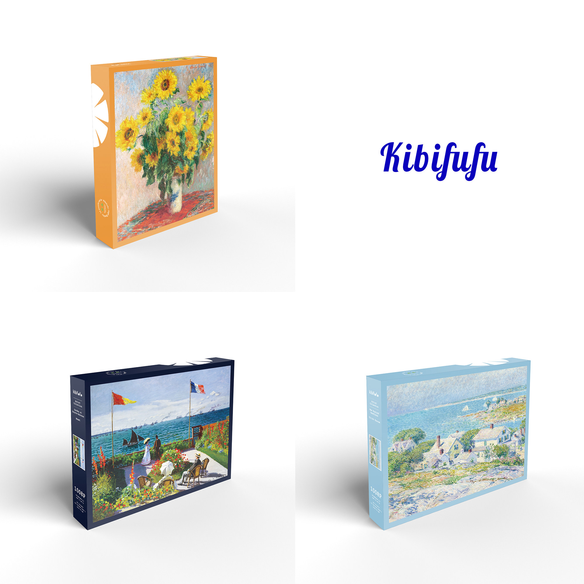 Kibifufu Monet jigsaw puzzle 1000 pieces adult high difficulty decompression sunflower oil painting adult toy gift