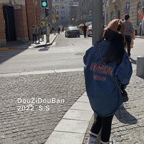 Pola children dress girl denim shirt 2022 spring new CUHK Scout Relaxed Letter Shirt Jacket Tide