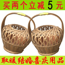 Guangxi Fire Cage Bamboo Weaving Warm Traditional Nostalgia Nostalgia Stove Warm Hand Stove Wedding items Fire charcoal drying oven Stage props