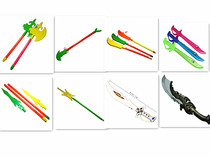 Color plastic toy weapon sand monk shovel Guan Gongkan sword square Sky painting halberd glitter sword axe snake spear red tassel