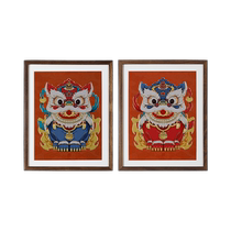 Bronze masters hand-engraved bronze sculpture painting Lion Awakening to Welcome Blessings (Desktop) Living Room Entrance Painting Decorative Painting