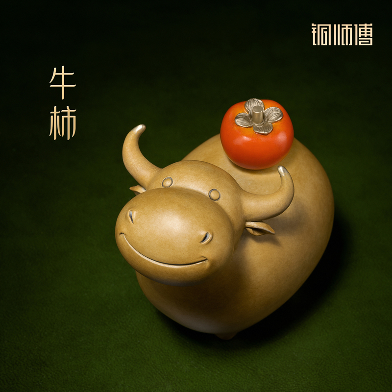 Copper Master's "Niu Shi" (Ox Persimmon) Living Room Tabletop Copper Ox Ornament Home Decoration Crafts Gift Ornament Copper Master's "Niu Shi" (Ox Persimmon) Living Room Tabletop Copper Ox Ornament Home Decoration Crafts Gift Ornament