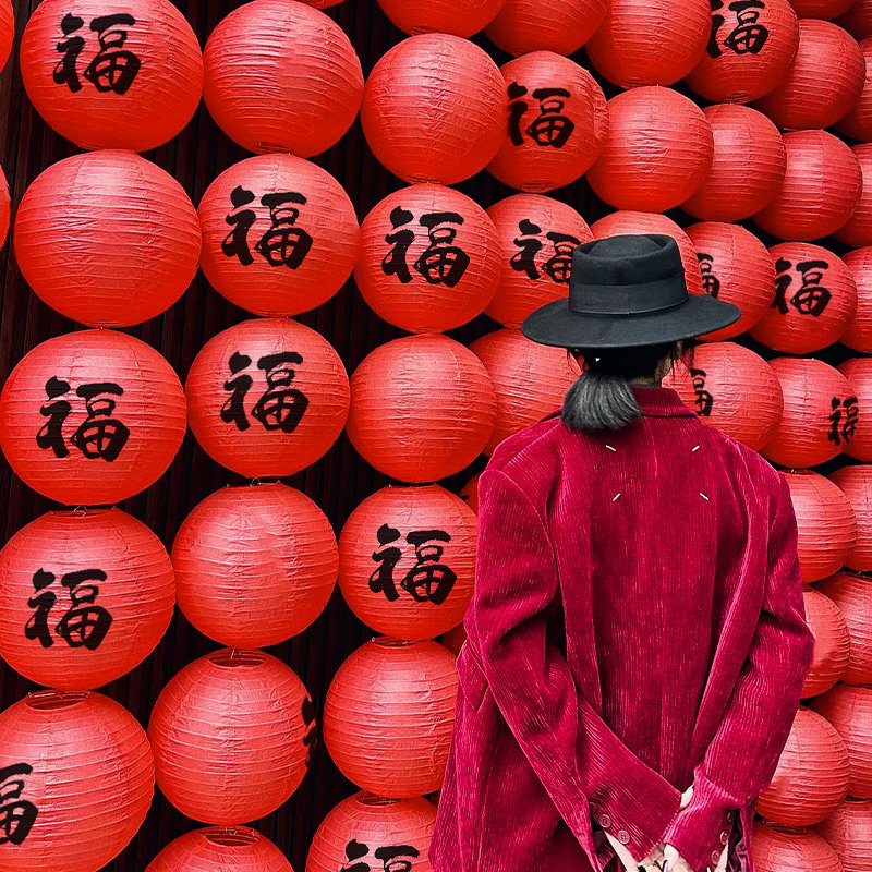 New Year lantern 2024 new dragon year hanging decoration big red fu character small Lantern Festival to arrange Spring Festival decorations palace lantern-Taobao