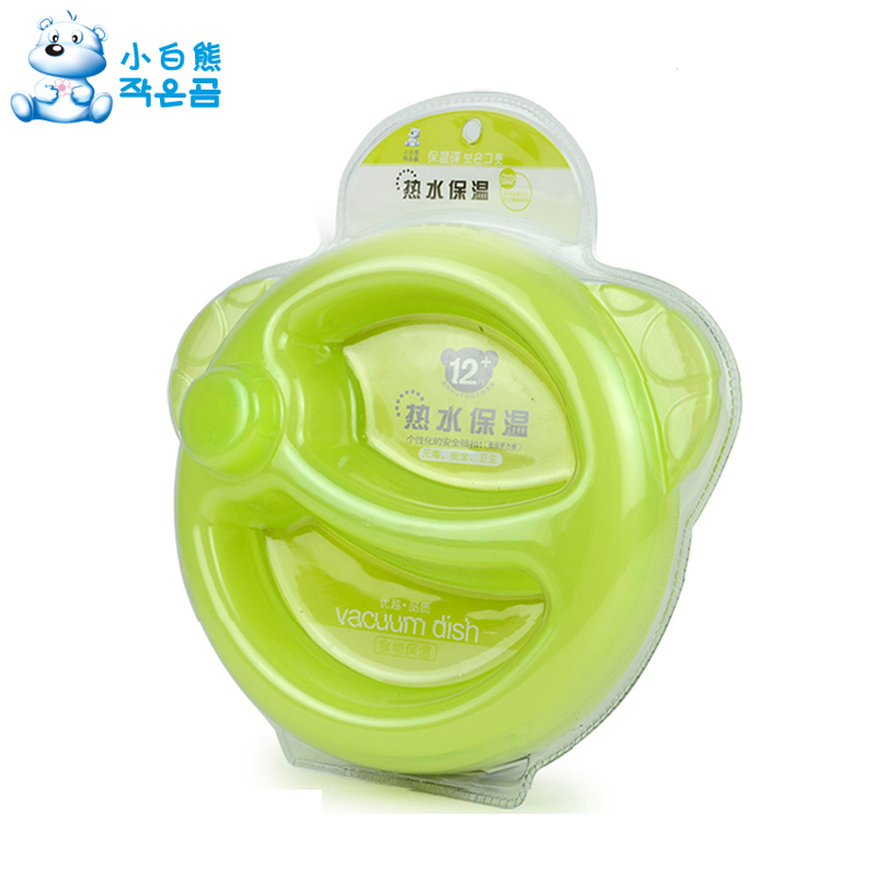 小白熊热水保温吸盘碟子 婴儿餐具保温宝宝餐盘 食物保温 09066