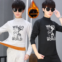 Boys thermal underwear 11 middle and large children plus velvet base shirt 13 thick 16-year-old junior high school students home collar cotton sweater