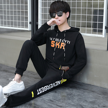 Boys Sweatclothes 2019 New Zhongda 12 Loose Western 16 Junior High School Students 15 Years Old Fat Big Childrens Pants Two Piece