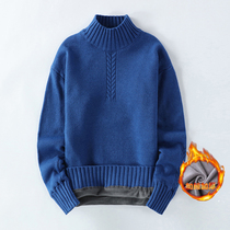 Boys sweater pullover 2021 new foreign style in the Big Boy 12-15 years old boy plus velvet thick autumn and winter knitwear