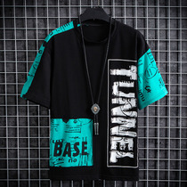 Summer boys short sleeves 12-15 years old cotton T-shirt middle and high school students Tide brand handsome 18T shirt loose version