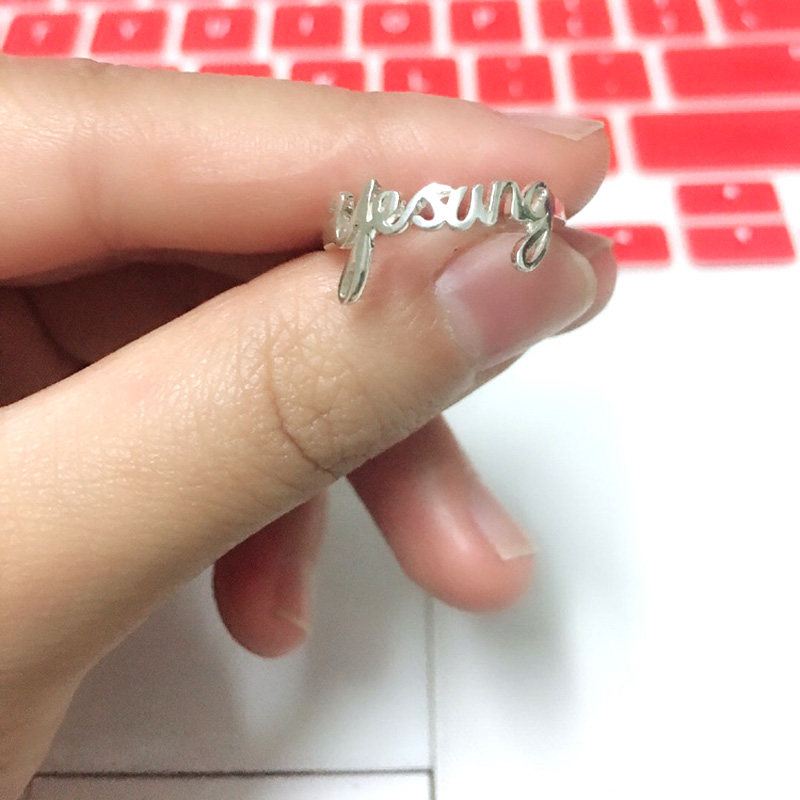 Custom-made diy couples ring S925 sterling silver name letters custom-made custom index finger tail ring men and women models to map