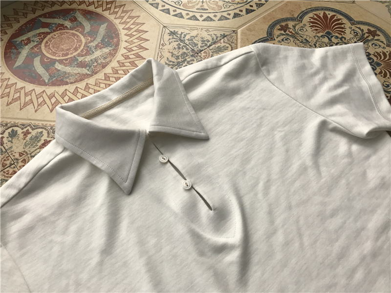 Ami 咔叽 Mỹ retro handmade tre bông cổ áo cổ áo POLO áo sơ mi nam ngắn tay không-Henry cổ áo T-Shirt nam mùa hè áo phông nam có cổ