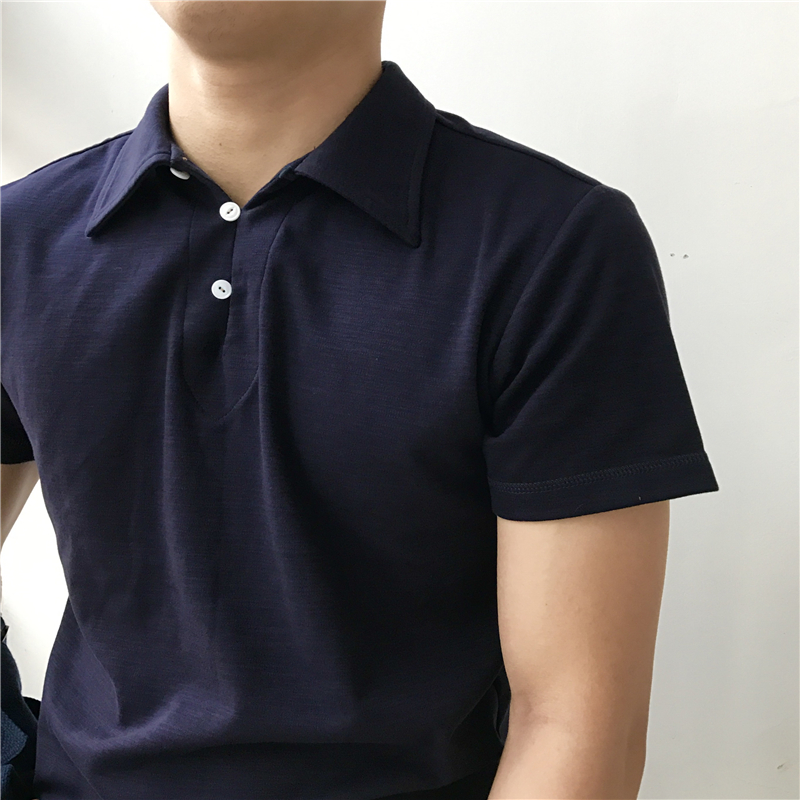 Ami 咔叽 Mỹ retro handmade tre bông cổ áo cổ áo POLO áo sơ mi nam ngắn tay không-Henry cổ áo T-Shirt nam mùa hè