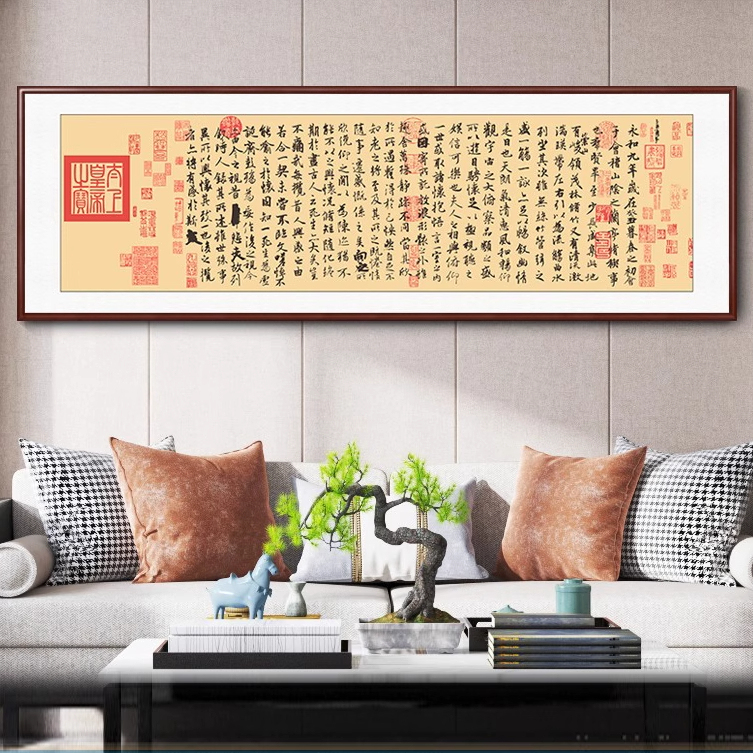 Calligraphy Artwork New Lan Ting Xu Hanging Painting for Living Room Wang Xi Zhi Decorative Painting Office Study Room Calligraphy and Painting Tea Room Chinese Style