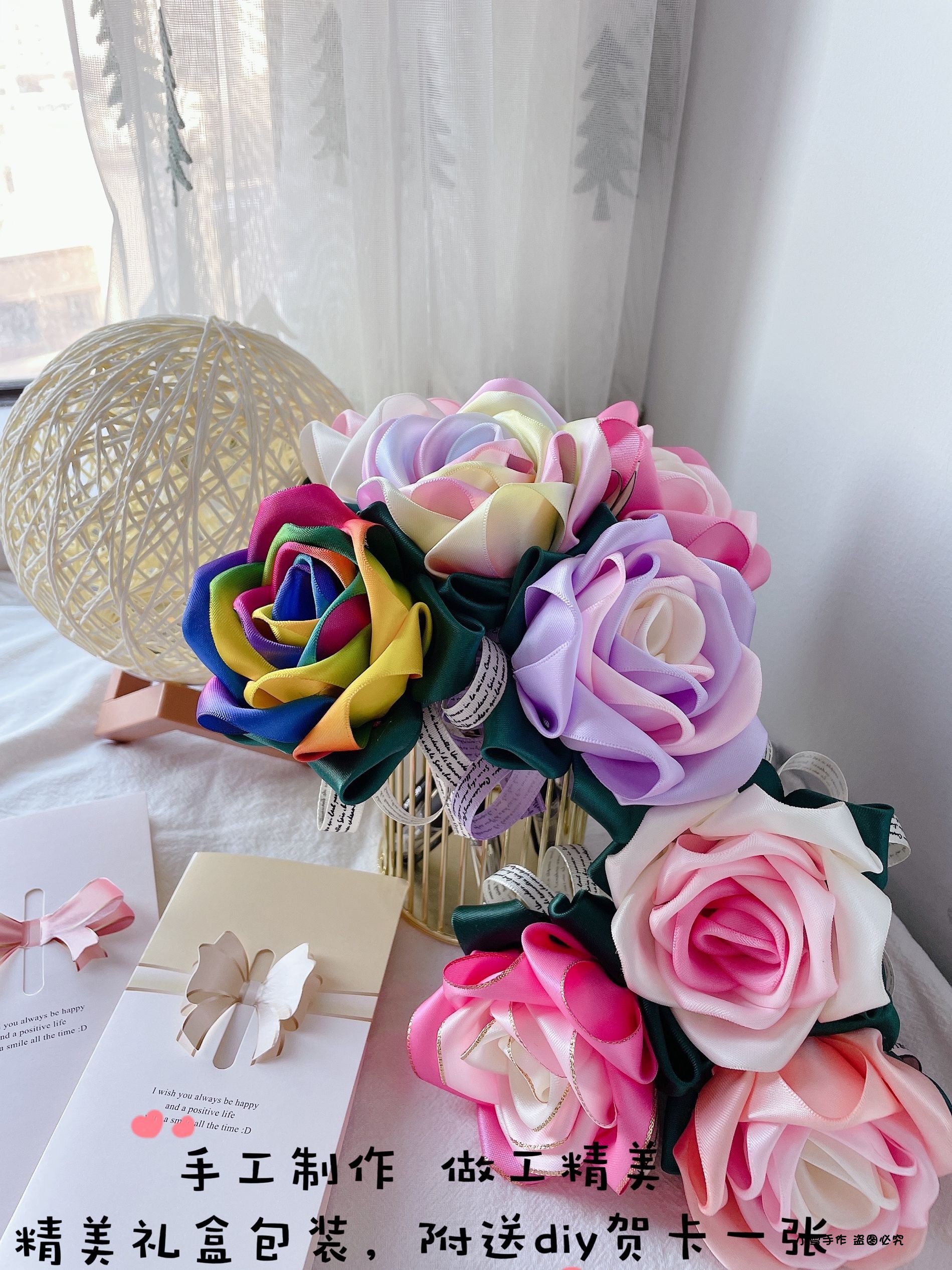 Teacher's Day gift rose pen pure handmade ribbon brand new creative Tanabata Valentine's Day gift gift box finished product