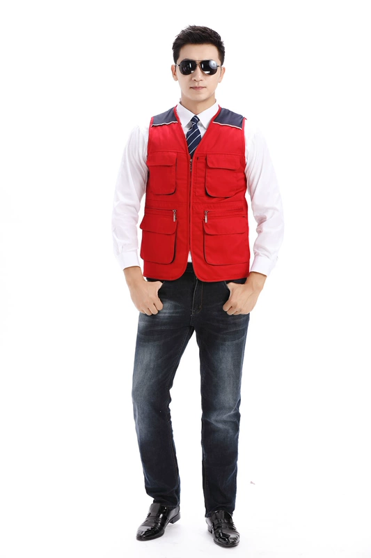 Áo vest công sở tùy chỉnh ngoài trời nhiếp ảnh gia đám cưới bông nhà máy tự động sửa chữa dày vest vest nam và nữ ao ba lo nam