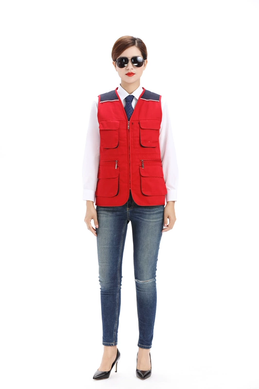 Áo vest công sở tùy chỉnh ngoài trời nhiếp ảnh gia đám cưới bông nhà máy tự động sửa chữa dày vest vest nam và nữ ao ba lo nam