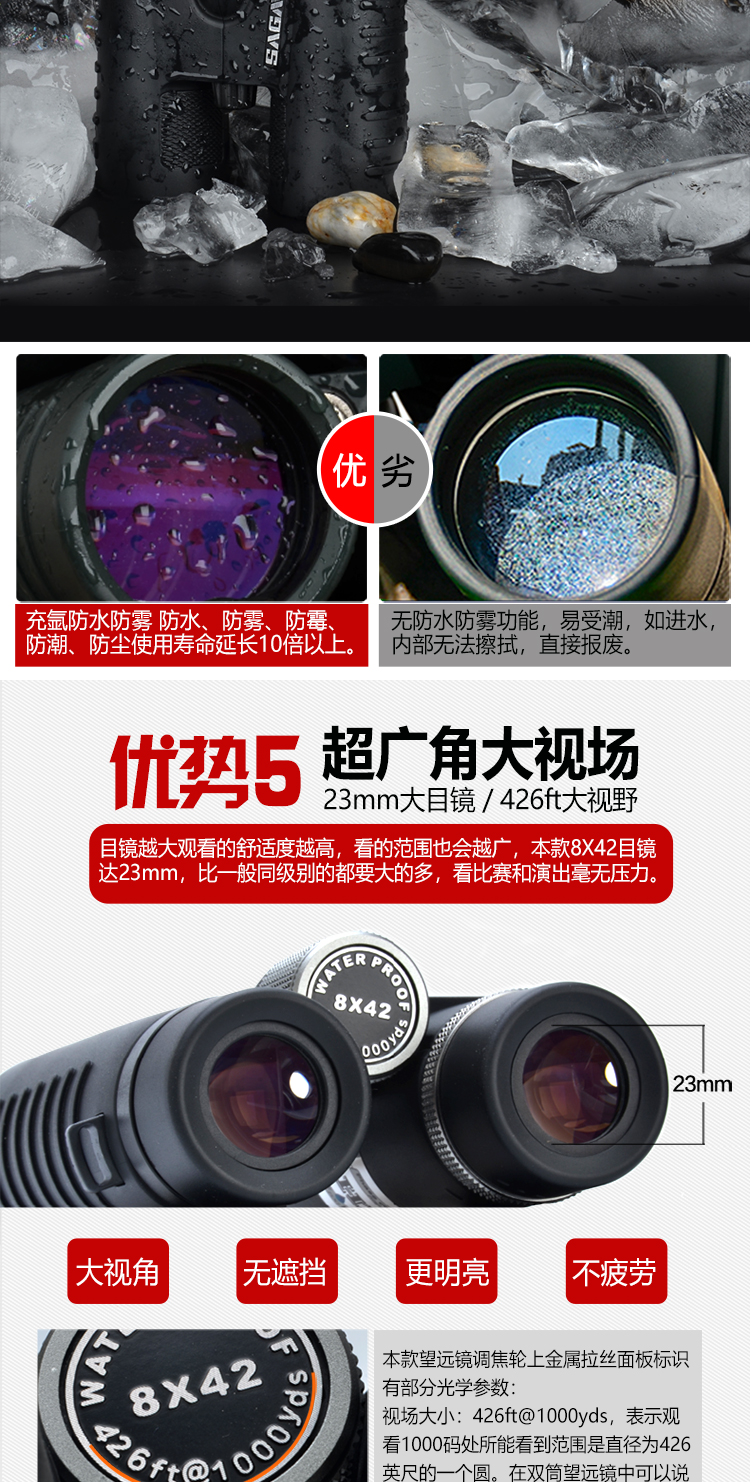 Ống nhòm SAGA Saga bay đại bàng tầm nhìn ban đêm độ phân giải cao 8 / 10X42 tương đương với cá mập W1 - Kính viễn vọng / Kính / Kính ngoài trời kính thiên văn khúc xạ