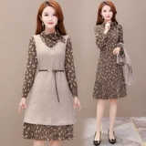 Платье, весенний комплект, элитный лонгслив, юбка, в цветочек, 2021 года, в западном стиле