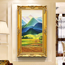 Ostyle Oil Painting Decoration Painting Living Room Scenery Oil Painting American Background Wall Hanging Painting Modern Genguan Vertical Version Giant Mountain