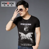 Мужская футболка Van Dyke с короткими рукавами, европейский и американский модный бренд, модная футболка с принтом для социальных людей, мужская одежда с половиной рукавов, одежда для старшего брата