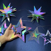 Kindergarten classroom ceiling scene layout Supermarket shop corridor Creative ceiling three-dimensional five-pointed star pendant