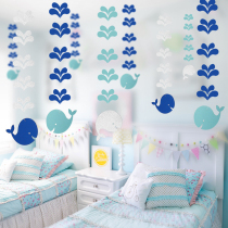 School season atmosphere Air hanging Kindergarten hanging decoration Ocean wind ring theme arrangement Whale pull flower