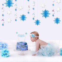 Baby birthday party scene decoration living room ceiling background wall creative hanging hollow snowflake pendant