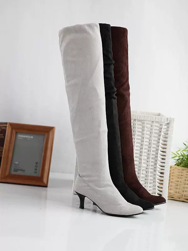 Giày bốt trên đầu gối của phụ nữ giữa mùa thu và mùa đông giày bốt gót nhọn sexy giày ống mũi nhọn gợi cảm giày ống đàn hồi giày cao cổ nhỏ - Kính râm