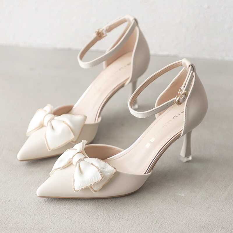 Pointed Toe Bridesmaid Shoes Summer 2024 New Style Elegant High Heels Stiletto Sweet Bow Closed-Toe Sandals for Women Pointed Toe Bridesmaid Shoes Summer 2024 New Style Elegant High Heels Stiletto Sweet Bow Closed-Toe Sandals for Women