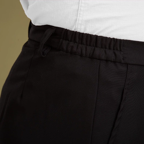 Рисовое вино, рабочая униформа, черные штаны, эластичная талия, свободный прямой крой