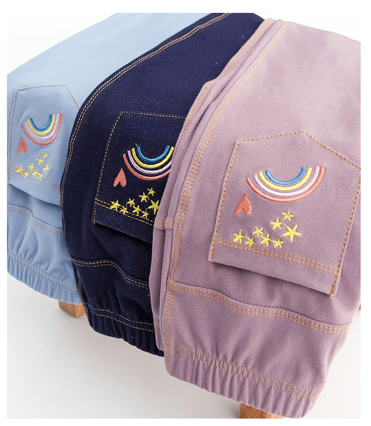 Quần bé gái 2019 quần áo xuân hè Cô gái giả quần denim trong quần lửng ống rộng cho bé - Quần jean quần áo trẻ em xuất khẩu