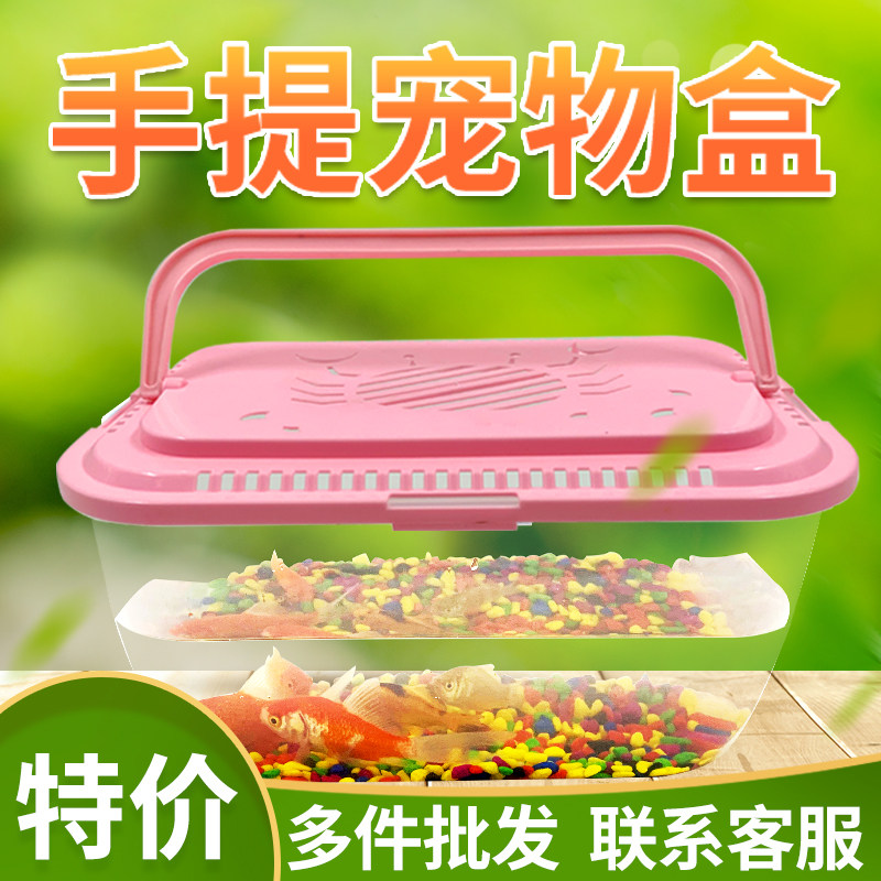 Fish tank handbag Gaijin fish Desktop reptile Turtle Box Transparent Small Pet Rearing Transport Case Small Turtle Jar