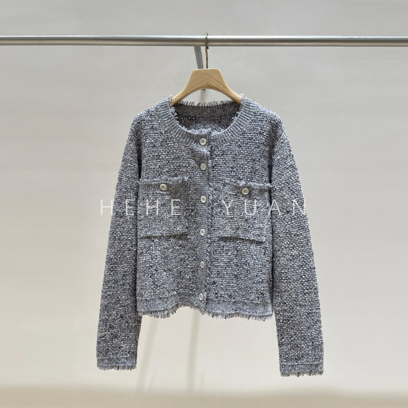 [Original Yarn] Hejia Original Order 2025 Autumn New Ultra-Fine Cotton Chanel-Style Knitted Cardigan 1251C2054501