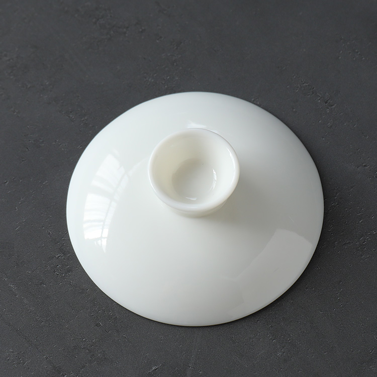 Jade porcelain three covers a bowl cover Dechemical white porcelain kung fu cup ceramic size of warm lubricated tea accessories single lid
